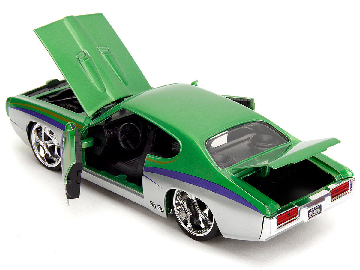 1969 Pontiac GTO Judge Green Metallic and Silver with Stripes "Bigtime Muscle" Series 1/24 Diecast Model Car by Jada LuxuryLifeWay Online Store