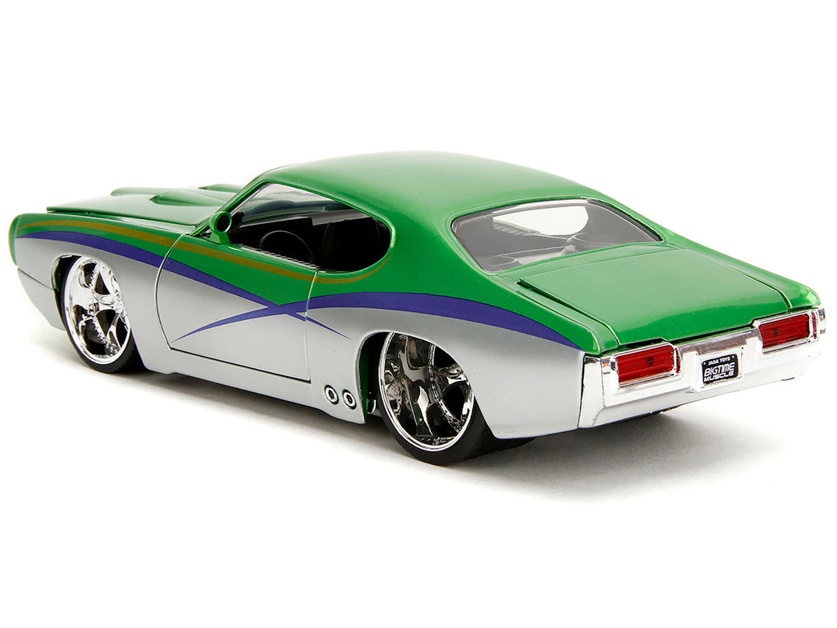 1969 Pontiac GTO Judge Green Metallic and Silver with Stripes "Bigtime Muscle" Series 1/24 Diecast Model Car by Jada LuxuryLifeWay Online Store
