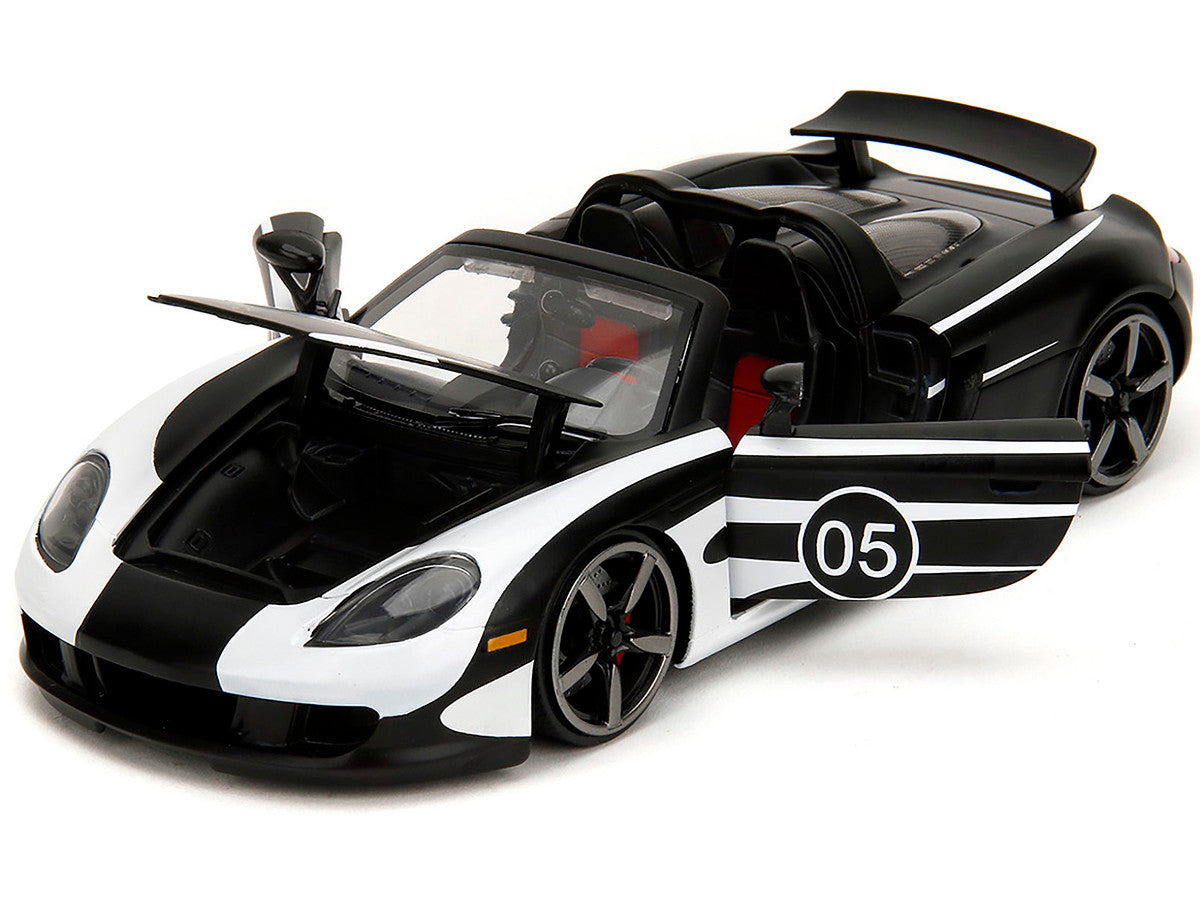 Porsche Carrera GT Convertible #05 Black with White Graphics "Hyper-Spec" Series 1/24 Diecast Model Car by Jada LuxuryLifeWay Online Store