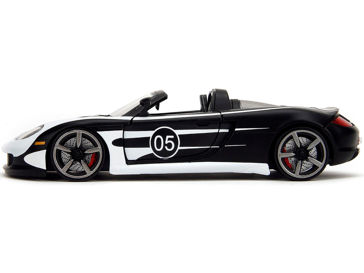 Porsche Carrera GT Convertible #05 Black with White Graphics "Hyper-Spec" Series 1/24 Diecast Model Car by Jada LuxuryLifeWay Online Store