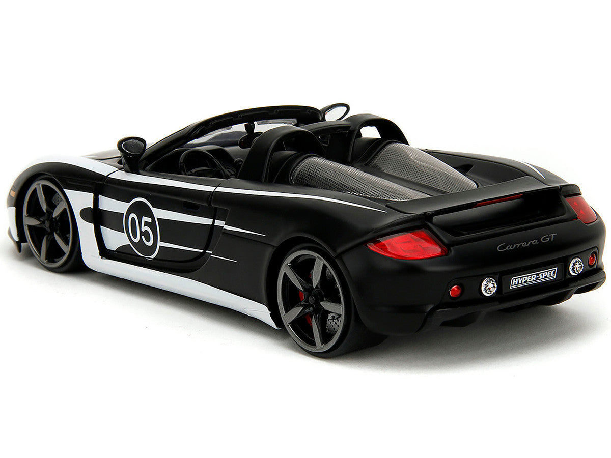 Porsche Carrera GT Convertible #05 Black with White Graphics "Hyper-Spec" Series 1/24 Diecast Model Car by Jada LuxuryLifeWay Online Store