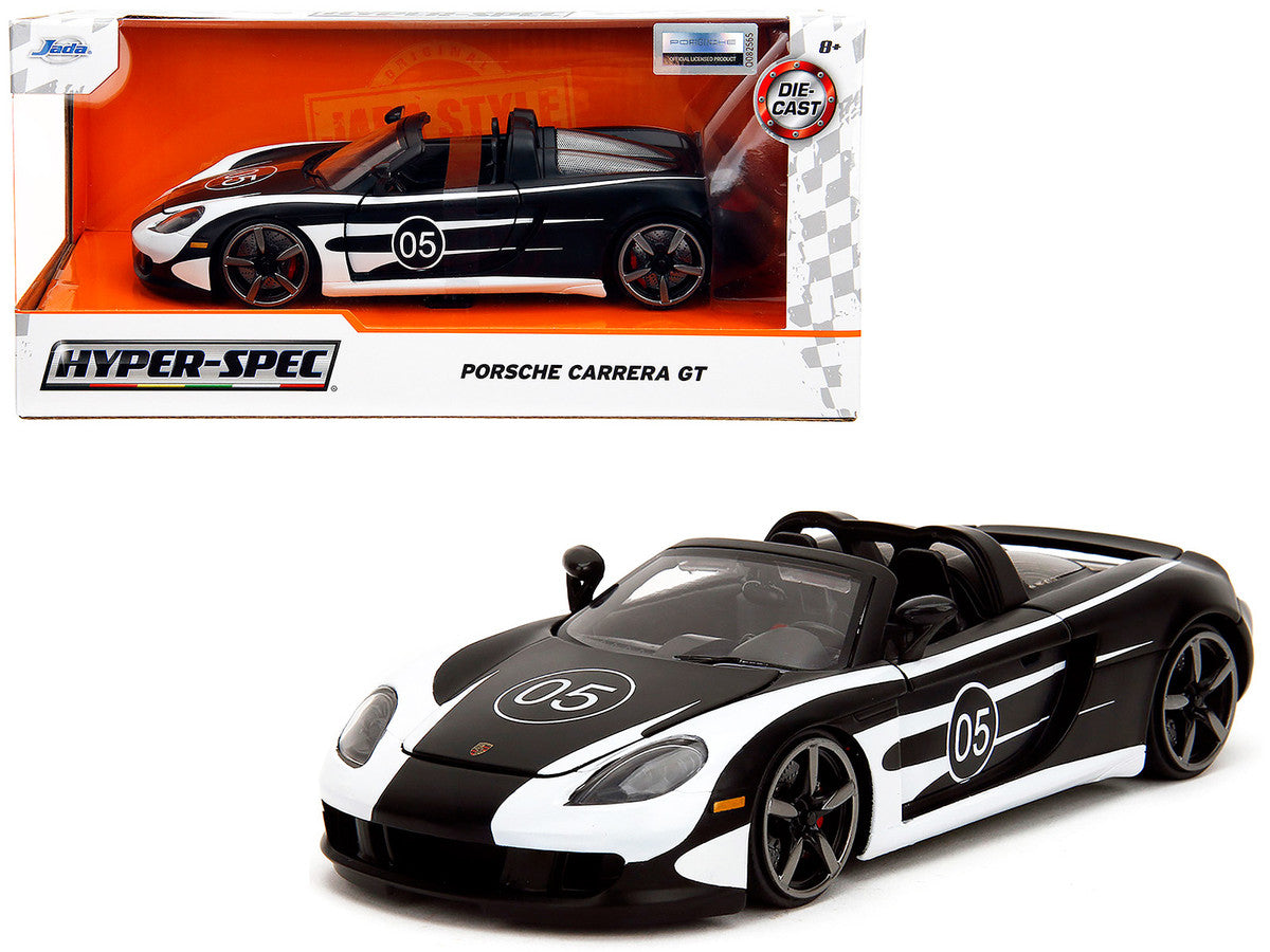 Porsche Carrera GT Convertible #05 Black with White Graphics "Hyper-Spec" Series 1/24 Diecast Model Car by Jada LuxuryLifeWay Online Store