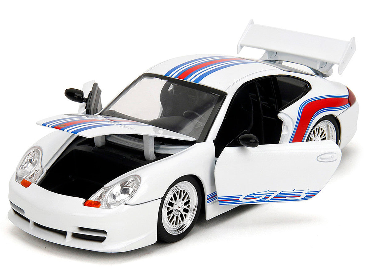 Porsche 911 GT3 (996) White with Red and Blue Stripes "Hyper-Spec" Series 1/24 Diecast Model Car by Jada LuxuryLifeWay Online Store