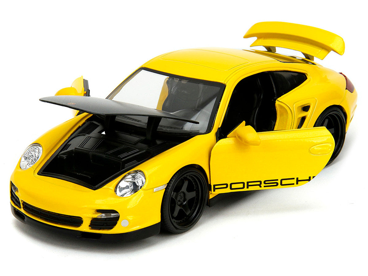 Porsche 911 Turbo (997) Yellow with Carbon Hood "Hyper-Spec" Series 1/24 Diecast Model Car by Jada LuxuryLifeWay Online Store