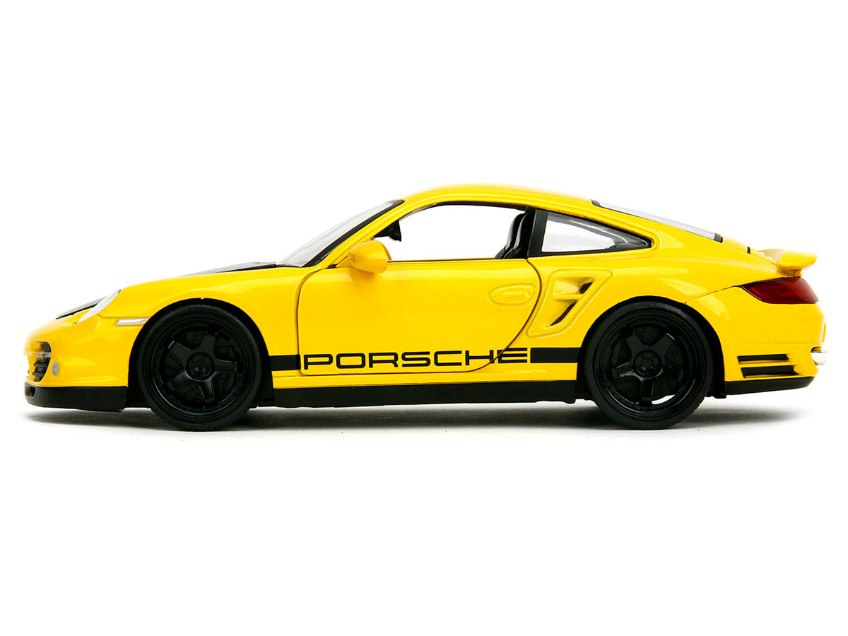 Porsche 911 Turbo (997) Yellow with Carbon Hood "Hyper-Spec" Series 1/24 Diecast Model Car by Jada LuxuryLifeWay Online Store