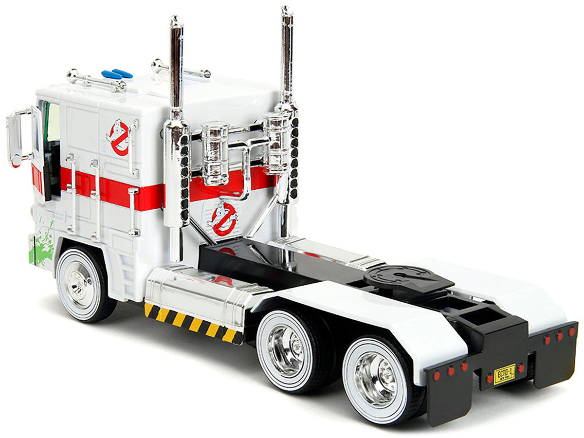 G1 Autobot Optimus Prime Truck White with Robot on Chassis from "Transformers" TV Series - "Ghostbusters" (1984) Movie Crossover "Hollywood Rides" Series 1/24 Diecast Model by Jada LuxuryLifeWay Online Store