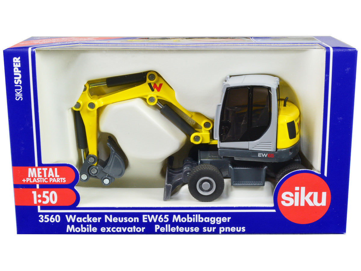 Wacker Neuson EW65 Mobile Excavator Yellow and Gray 1/50 Diecast Model by Siku LuxuryLifeWay Online Store