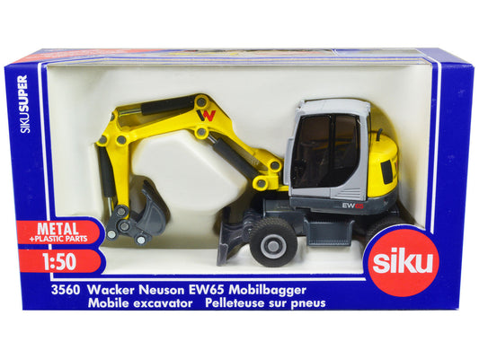 Wacker Neuson EW65 Mobile Excavator Yellow and Gray 1/50 Diecast Model by Siku LuxuryLifeWay Online Store