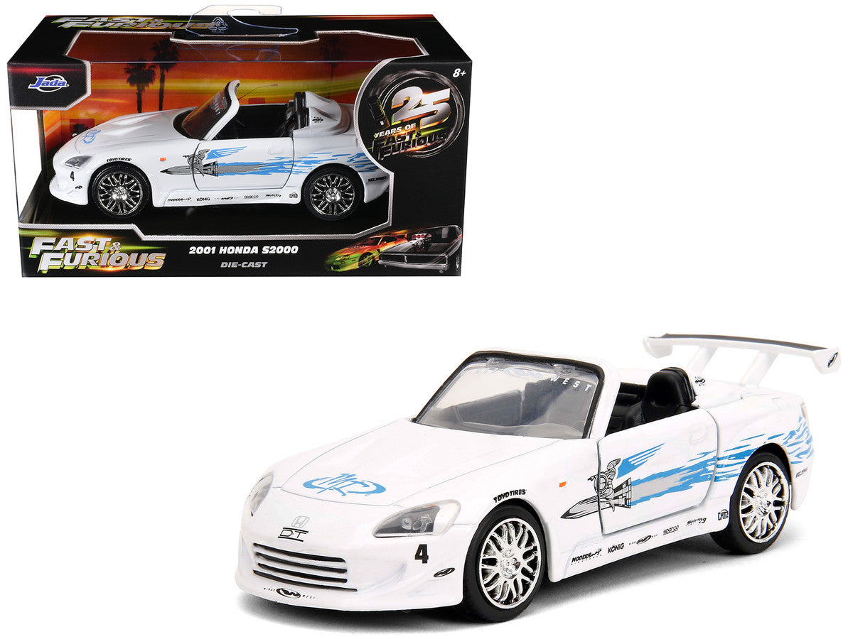 2001 Honda S2000 Convertible White with Graphics "Fast & Furious Remix - 25th Anniversary" Series 1/32 Diecast Model Car by Jada LuxuryLifeWay Online Store