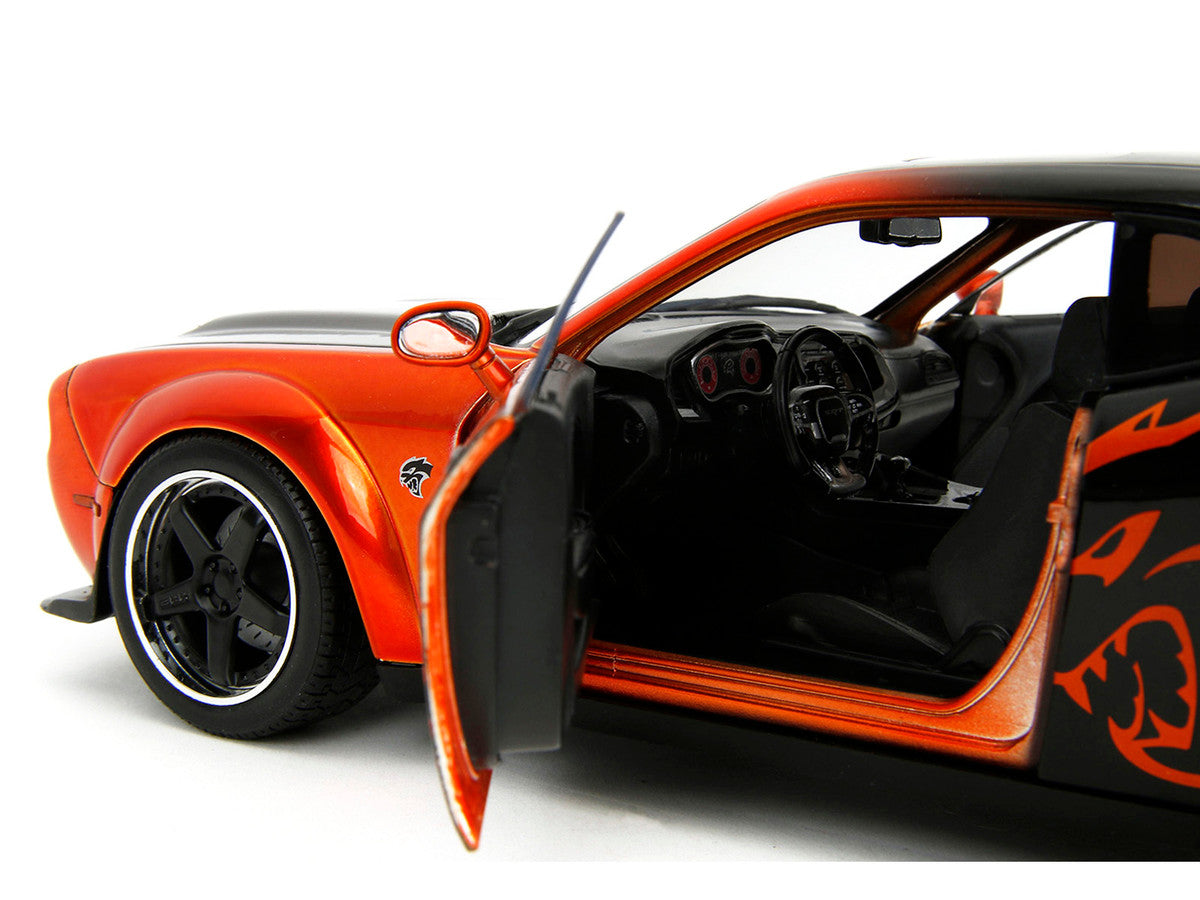 Dodge Challenger SRT Hellcat Orange Metallic and Black "Pink Slips" Series 1/18 Diecast Model Car by Jada LuxuryLifeWay Online Store