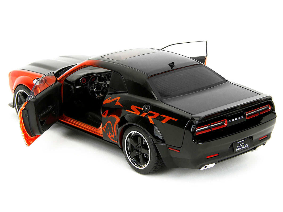 Dodge Challenger SRT Hellcat Orange Metallic and Black "Pink Slips" Series 1/18 Diecast Model Car by Jada LuxuryLifeWay Online Store