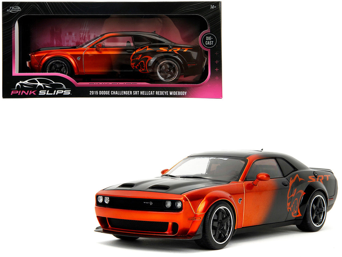 Dodge Challenger SRT Hellcat Orange Metallic and Black "Pink Slips" Series 1/18 Diecast Model Car by Jada LuxuryLifeWay Online Store