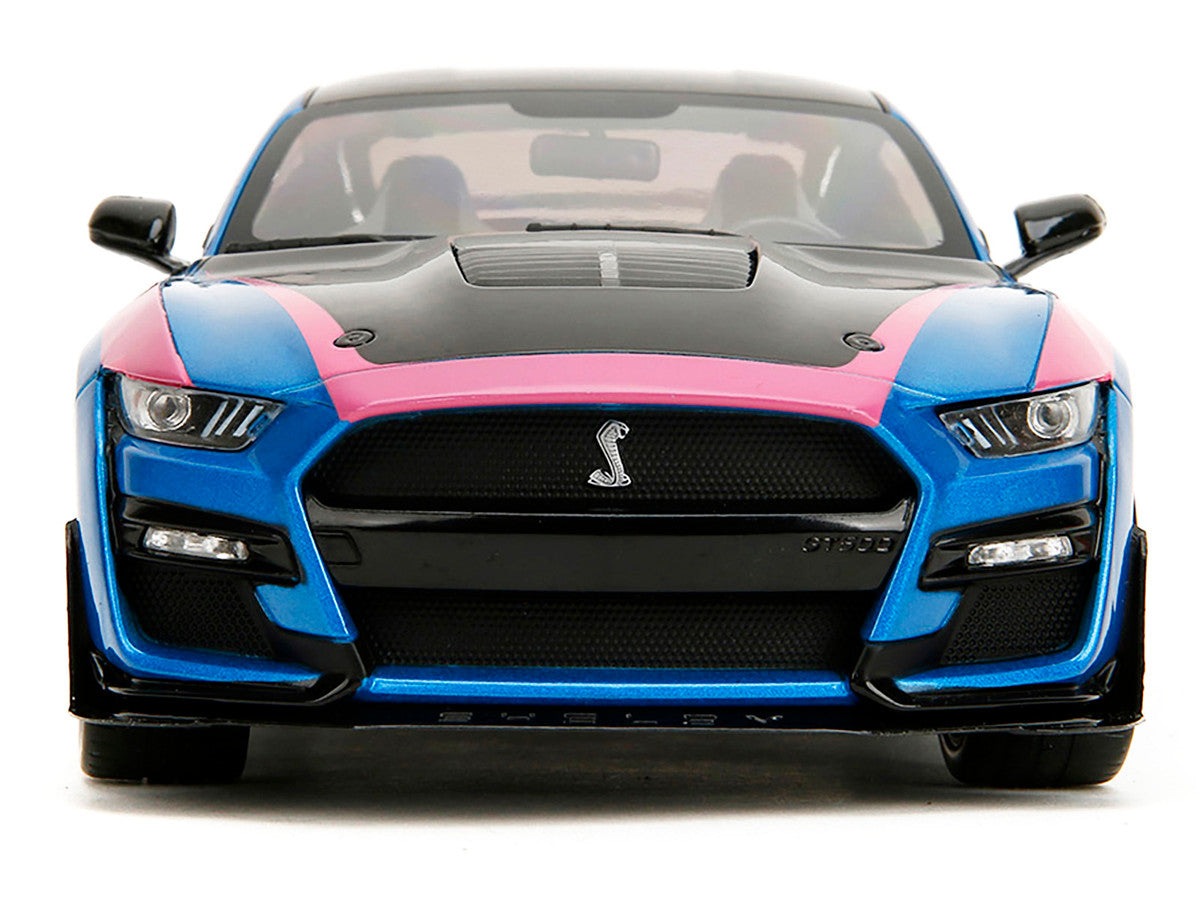 Ford Mustang Shelby GT500 Blue Metallic with Pink Stripes and Black Hood and Top "Pink Slips" Series 1/18 Diecast Model Car by Jada LuxuryLifeWay Online Store