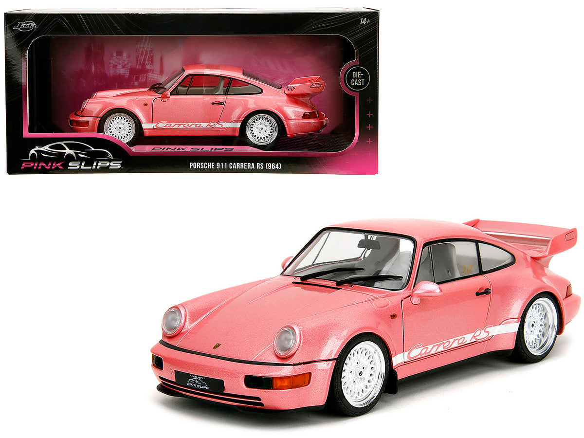 Porsche 911 Carrera RS (964) Pink Metallic with White Stripes "Pink Slips" Series 1/18 Diecast Model Car by Jada LuxuryLifeWay Online Store