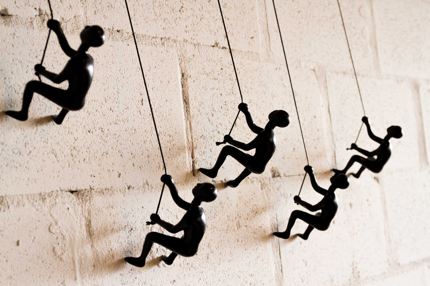 Set of Three 6" Black Resin Unique Climbing Men Wall Decor LuxuryLifeWay Online Store