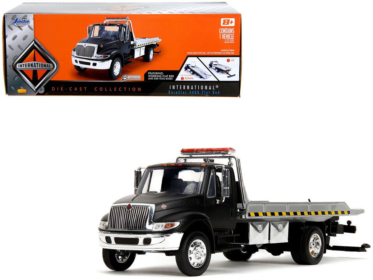 International DuraStar 4400 Flatbed Tow Truck Matt Black 1/24 Diecast Model Car by Jada LuxuryLifeWay Online Store