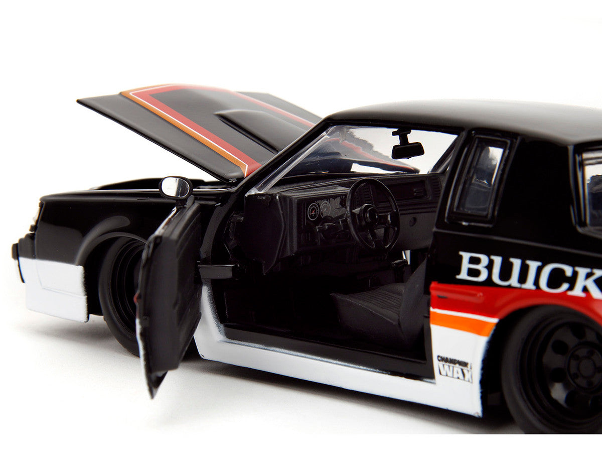 1987 Buick Grand National #7 "Buick Racing" Black and White with Stripes "Bigtime Muscle" Series 1/24 Diecast Model Car by Jada LuxuryLifeWay Online Store