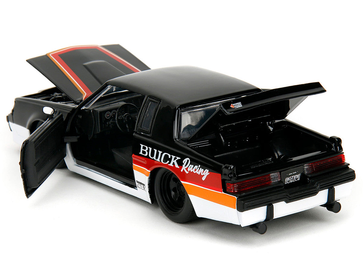 1987 Buick Grand National #7 "Buick Racing" Black and White with Stripes "Bigtime Muscle" Series 1/24 Diecast Model Car by Jada LuxuryLifeWay Online Store