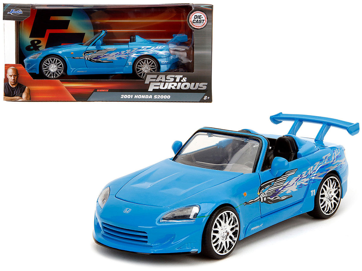 2001 Honda S2000 Convertible Blue with Graphics "Fast & Furious Remix" Series 1/24 Diecast Model Car by Jada LuxuryLifeWay Online Store