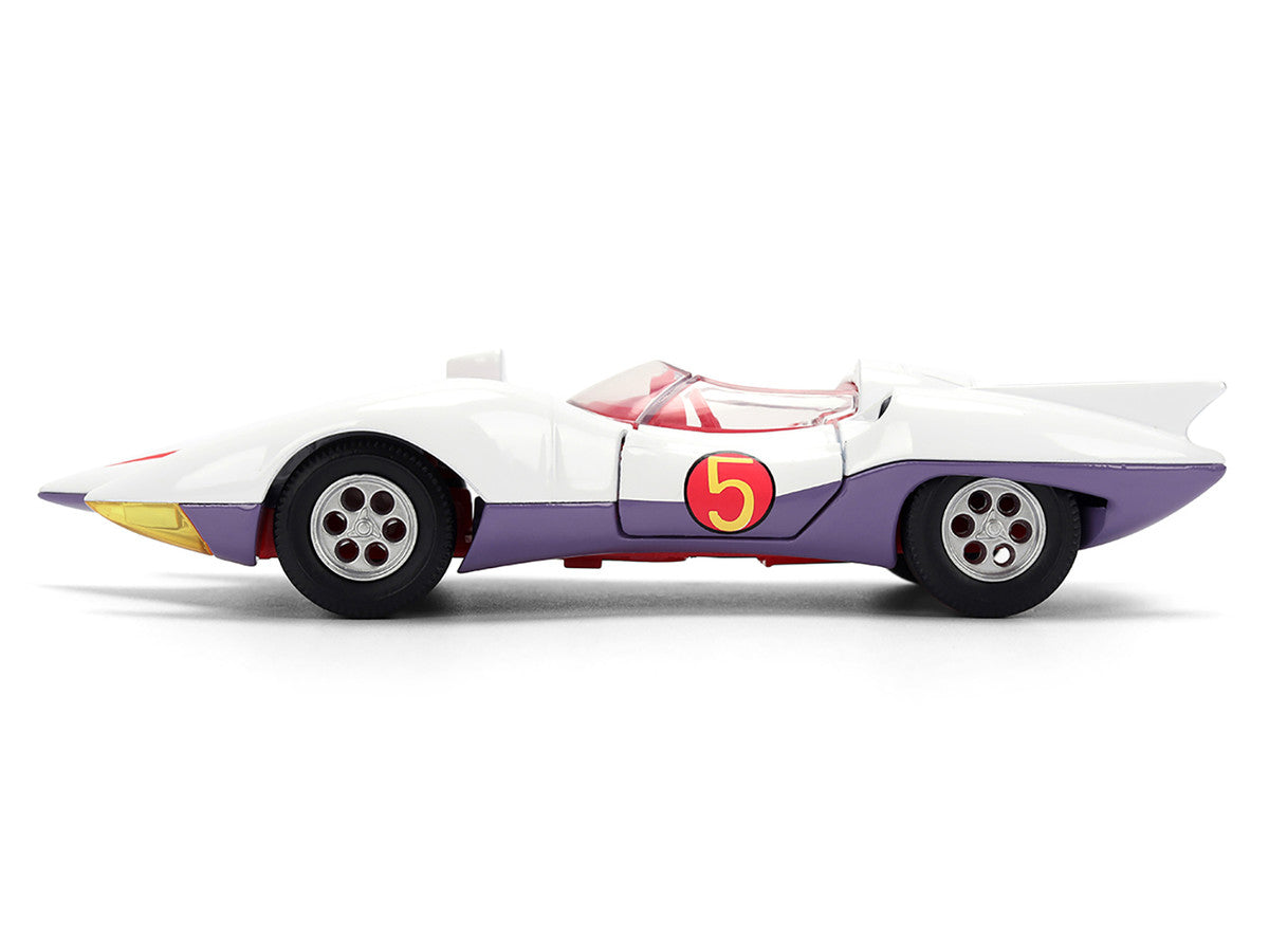 Mach 5 White with Red Stripes and Interior "Speed Racer" (1967) TV Series "Anime Hollywood Rides" Series 1/32 Diecast Model Car by Jada LuxuryLifeWay Online Store