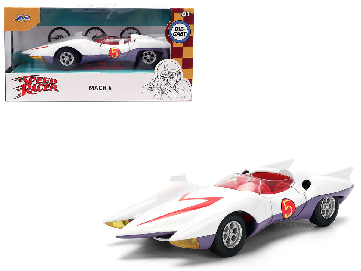 Mach 5 White with Red Stripes and Interior "Speed Racer" (1967) TV Series "Anime Hollywood Rides" Series 1/32 Diecast Model Car by Jada LuxuryLifeWay Online Store
