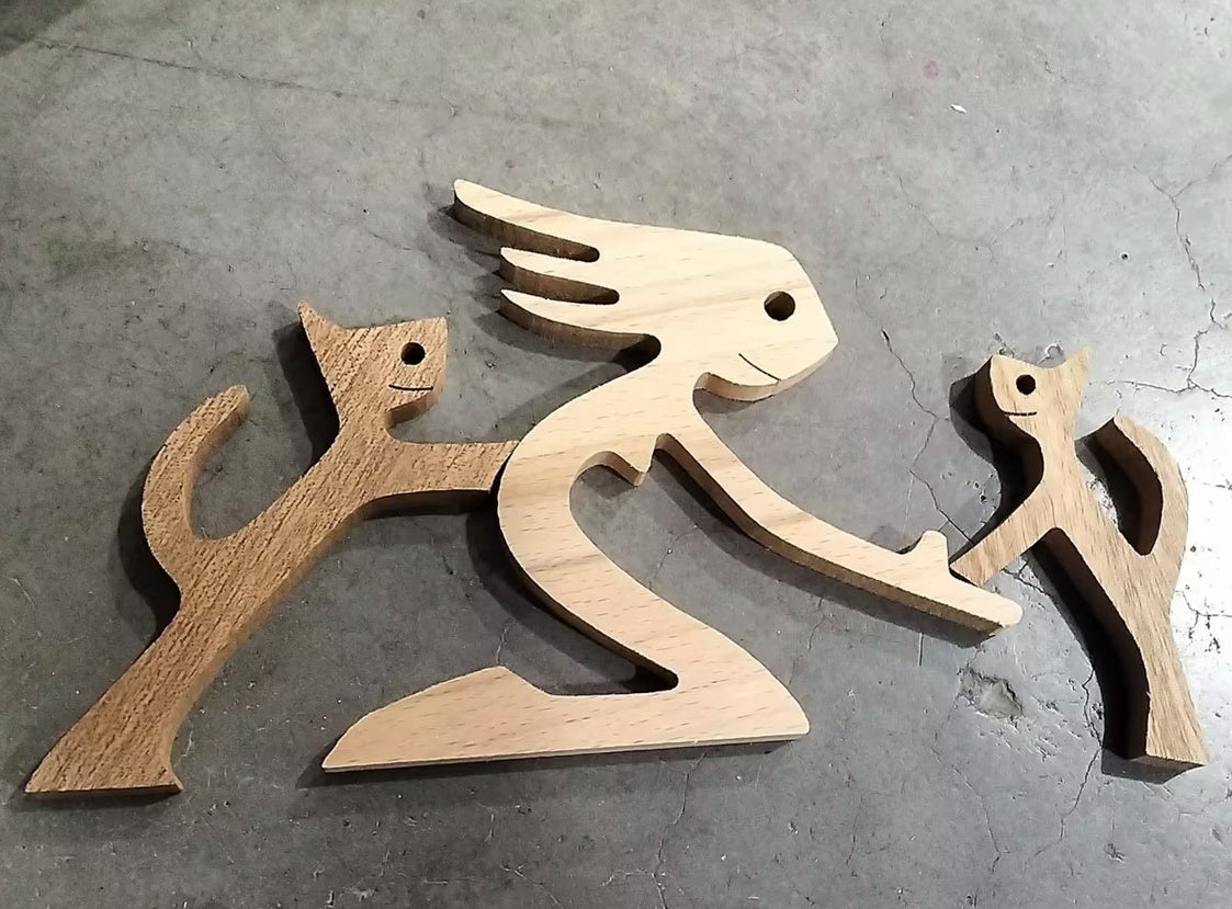 DIY Figurine Wood Dog Ornament Sculpture Home Decoration A Man A Dog Wood Sculpture Christmas Gifts Model Decor PearlNestDecor.com
