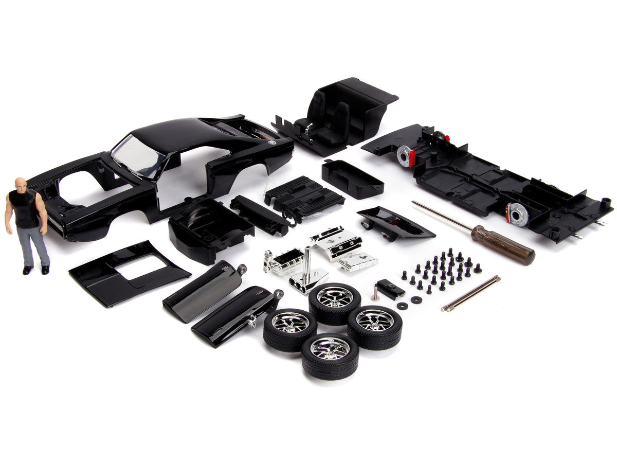 Model Kit Dodge Charger R/T Black and Dom Diecast Figure "Fast & Furious" Movie "Build N' Collect" Series 1/24 Diecast Model Car by Jada LuxuryLifeWay Online Store