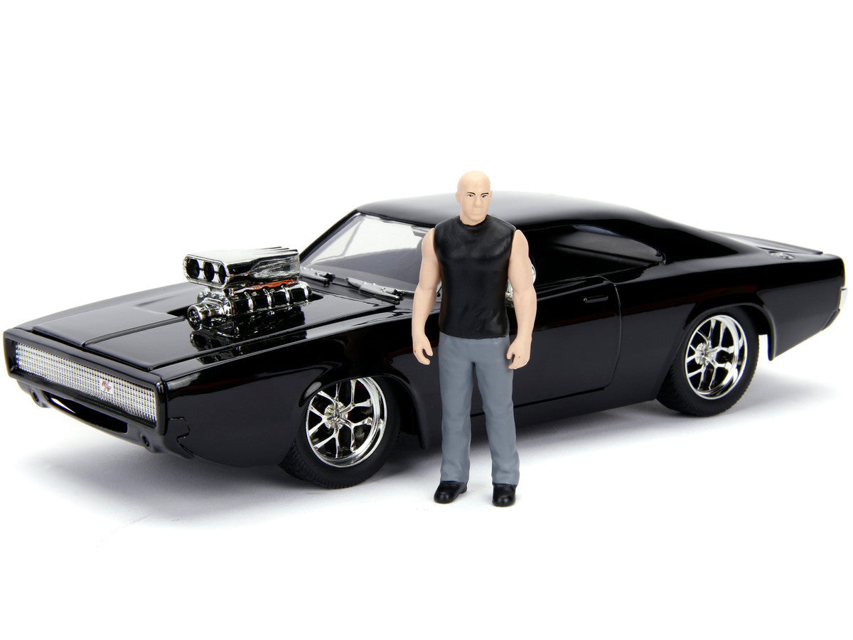Model Kit Dodge Charger R/T Black and Dom Diecast Figure "Fast & Furious" Movie "Build N' Collect" Series 1/24 Diecast Model Car by Jada LuxuryLifeWay Online Store