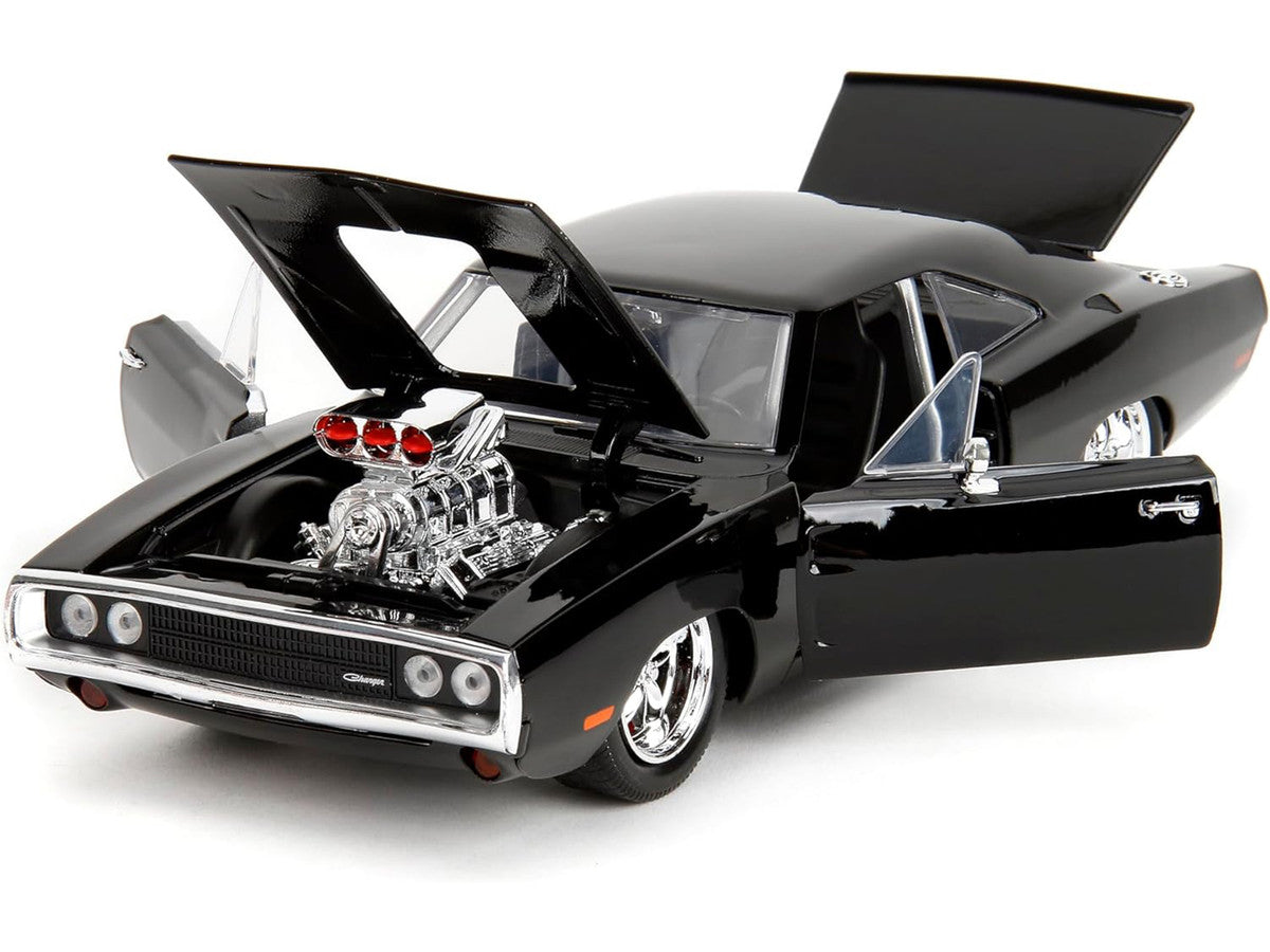 Dodge Charger R/T Black with Dom Diecast Figure "Fast & Furious" (2009) Movie "Hollywood Rides" Series 1/24 Diecast Model Car by Jada LuxuryLifeWay Online Store