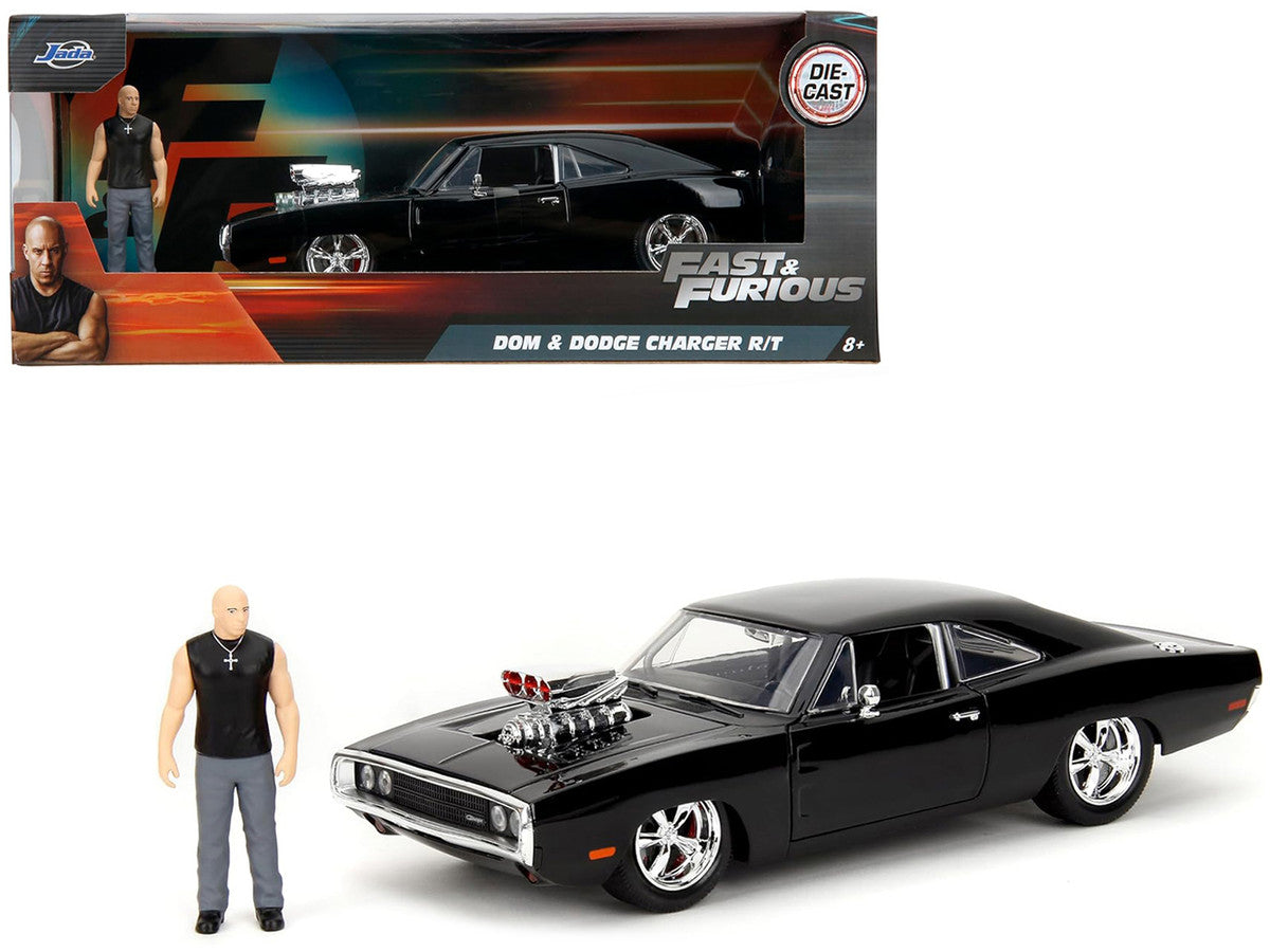 Dodge Charger R/T Black with Dom Diecast Figure "Fast & Furious" (2009) Movie "Hollywood Rides" Series 1/24 Diecast Model Car by Jada LuxuryLifeWay Online Store