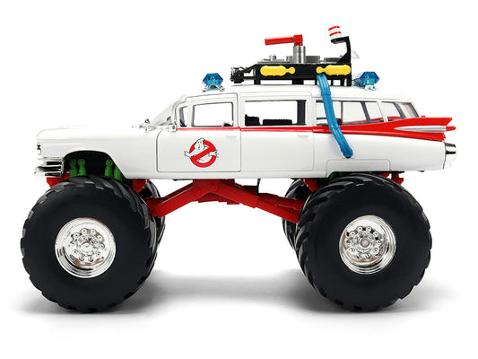 1959 Cadillac Ambulance Ecto-1 "Ghostbusters" (1984) Movie Monster Truck Version "Hollywood Rides" Series 1/24 Diecast Model Car by Jada LuxuryLifeWay Online Store