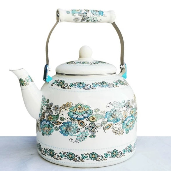 Enamel Large Water Kettle Milk Tea Pot PearlNestDecor.com