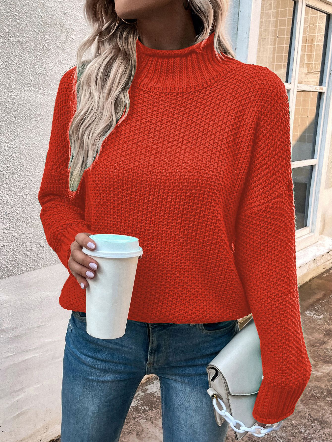 Solid Turtleneck Pullover Sweater Winter Fashion Casual Knitted Long-Sleeved Top Women's Clothing LadyShow.Store