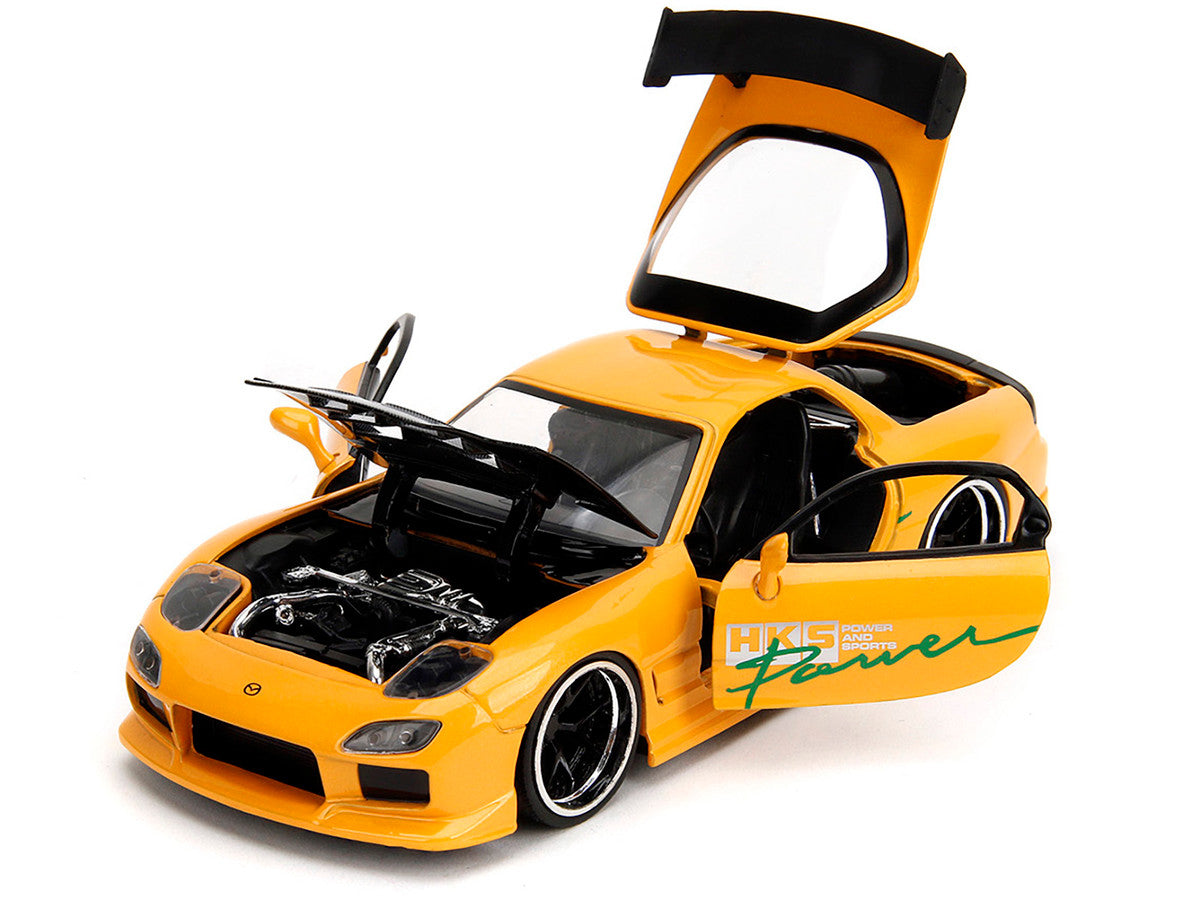 1993 Mazda RX-7 "HKS Power" Yellow with Carbon Hood "JDM Tuners" Series 1/24 Diecast Model Car by Jada LuxuryLifeWay Online Store
