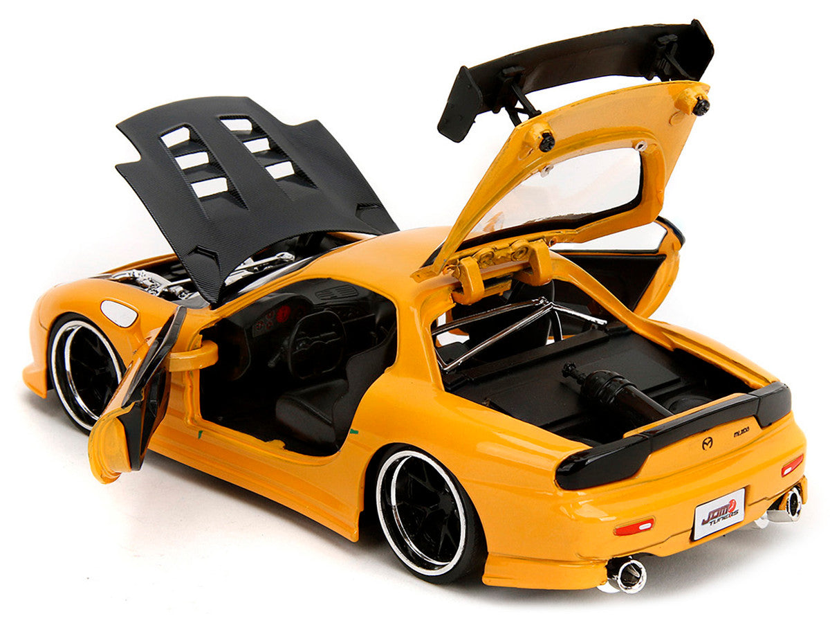 1993 Mazda RX-7 "HKS Power" Yellow with Carbon Hood "JDM Tuners" Series 1/24 Diecast Model Car by Jada LuxuryLifeWay Online Store