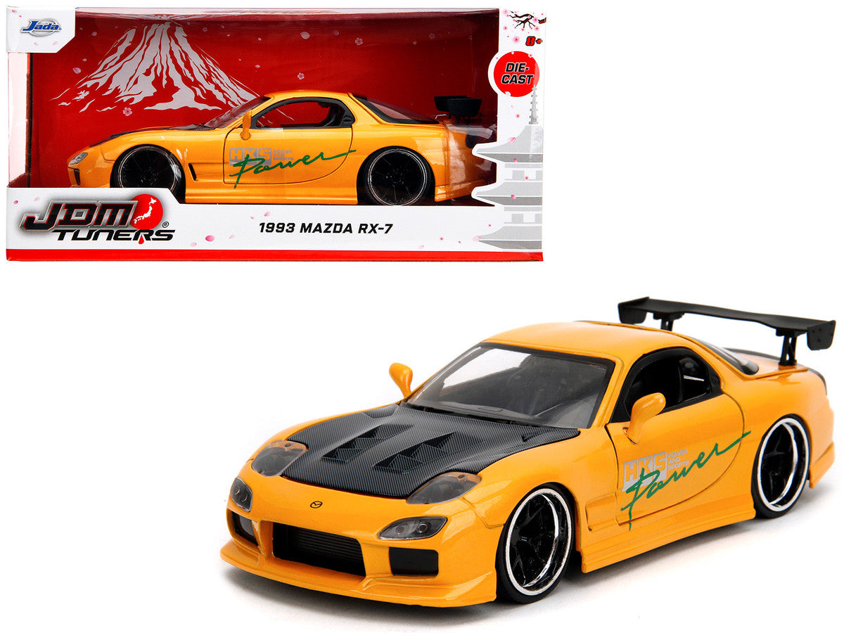 1993 Mazda RX-7 "HKS Power" Yellow with Carbon Hood "JDM Tuners" Series 1/24 Diecast Model Car by Jada LuxuryLifeWay Online Store