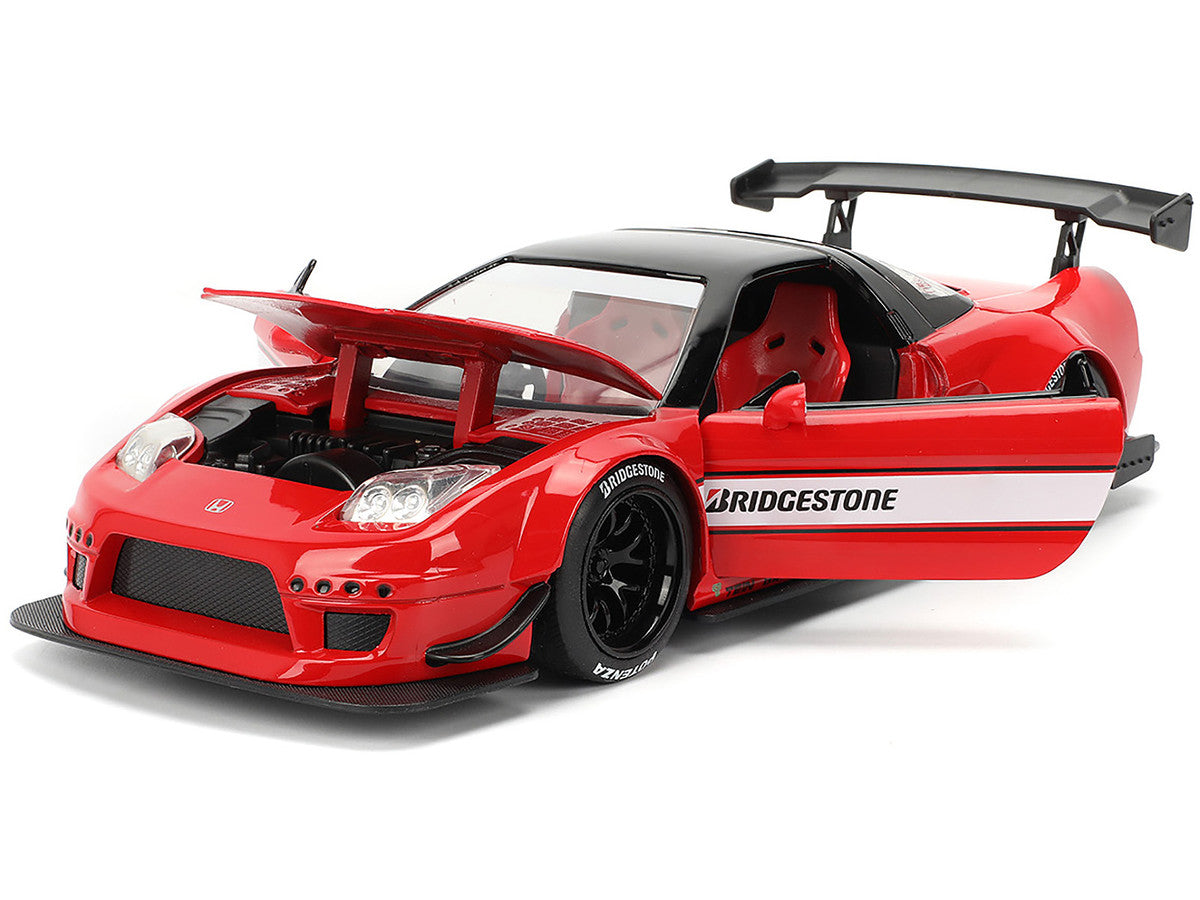 2002 Honda NSX-R RHD (Right Hand Drive) "Bridgestone" Red with Black Top and White Stripes "JDM Tuners" Series 1/24 Diecast Model Car by Jada LuxuryLifeWay Online Store