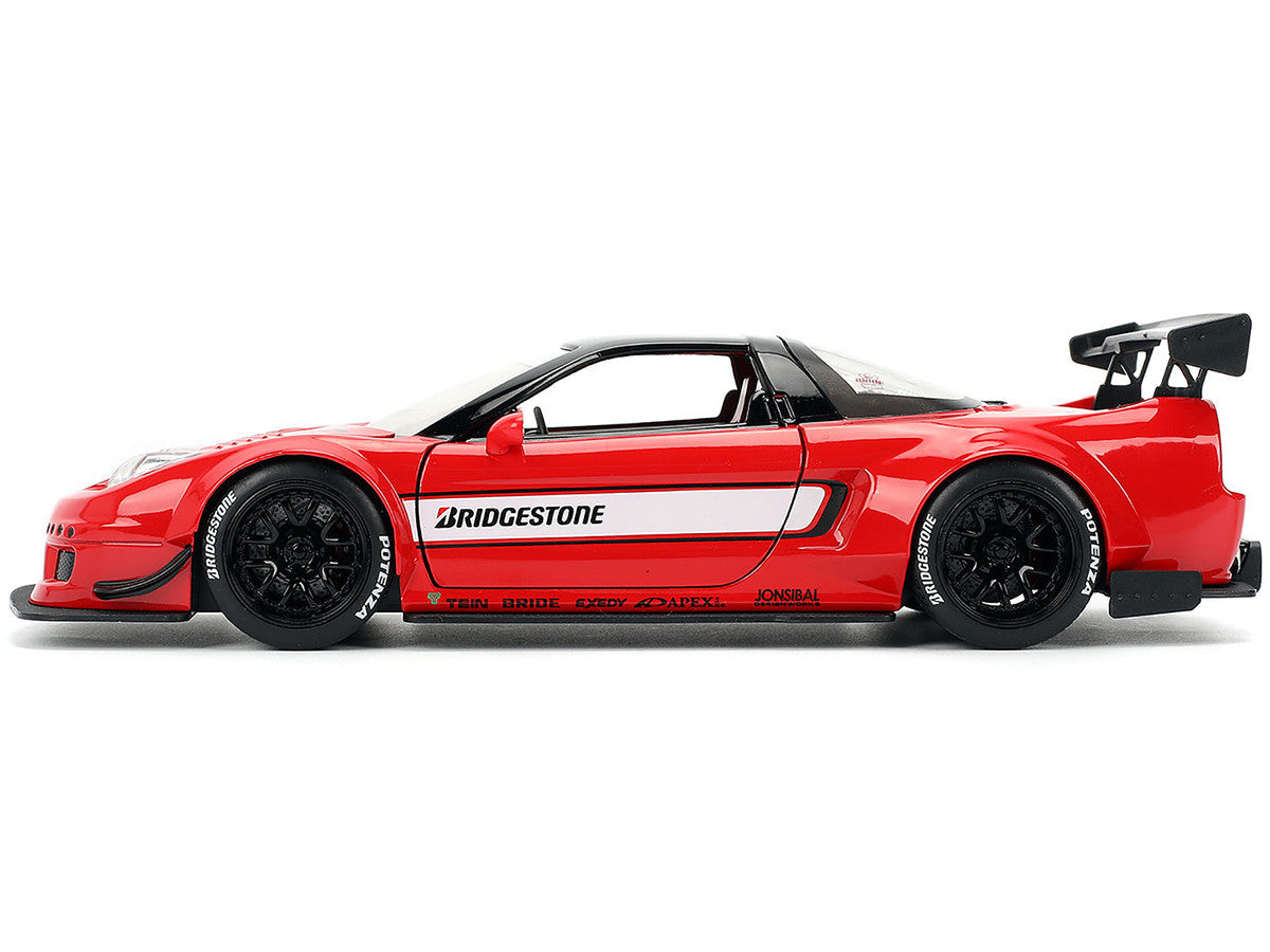 2002 Honda NSX-R RHD (Right Hand Drive) "Bridgestone" Red with Black Top and White Stripes "JDM Tuners" Series 1/24 Diecast Model Car by Jada LuxuryLifeWay Online Store