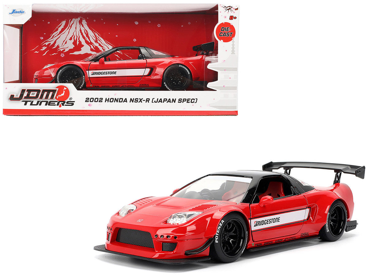 2002 Honda NSX-R RHD (Right Hand Drive) "Bridgestone" Red with Black Top and White Stripes "JDM Tuners" Series 1/24 Diecast Model Car by Jada LuxuryLifeWay Online Store