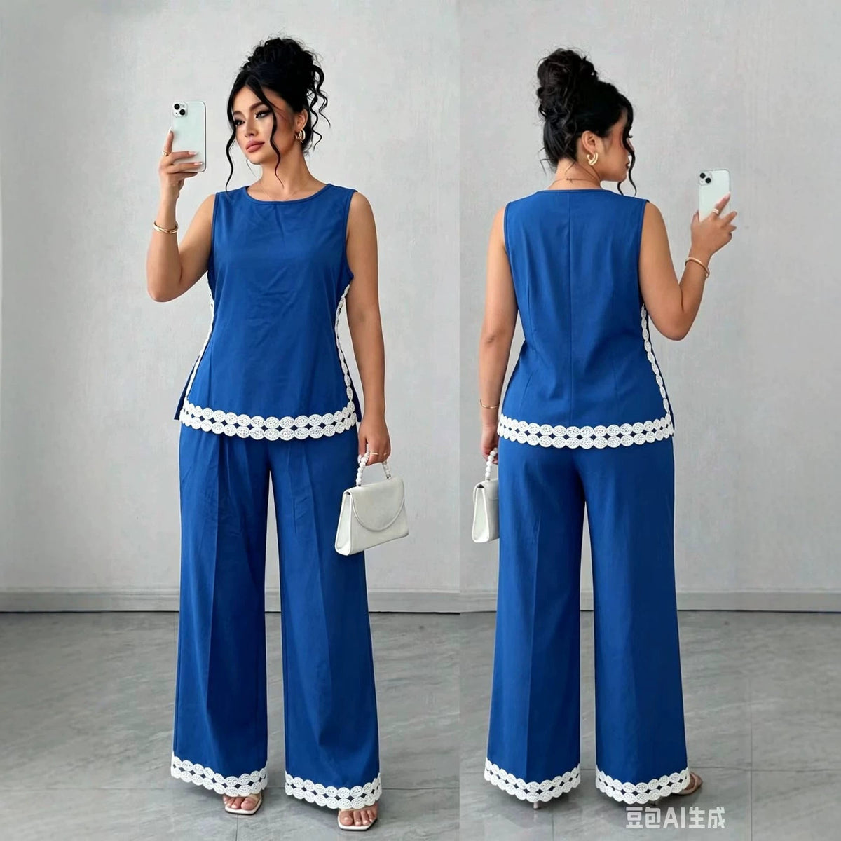 New 2026 Sleeveless Casual Pants Set Plus Size Vacation Outfit NorixaFashion.com