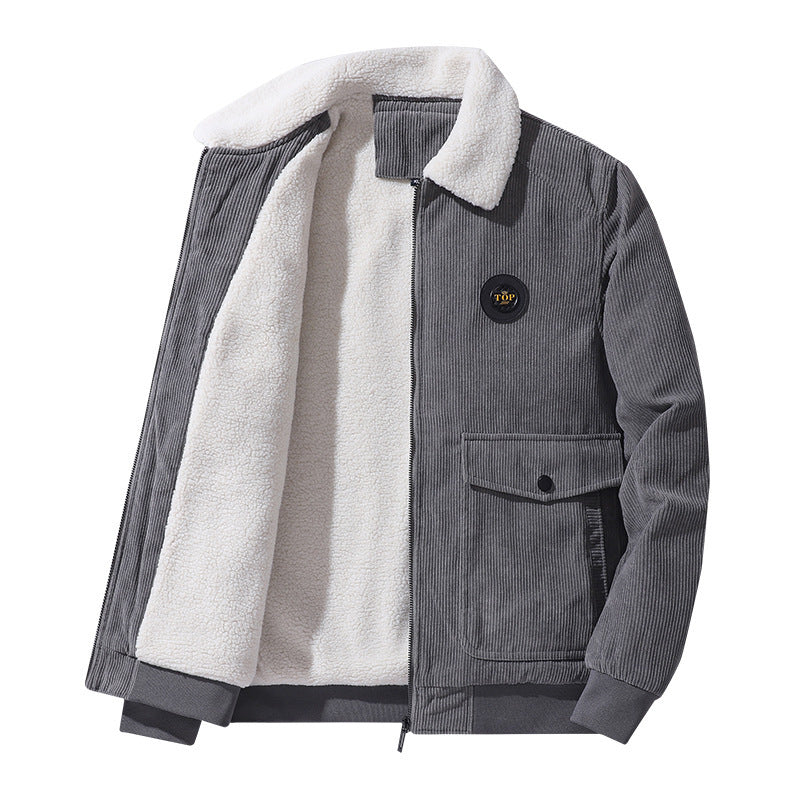 Men's Thickened Lamb Wool Cotton Corduroy Lapel Jacket Pi-Mart