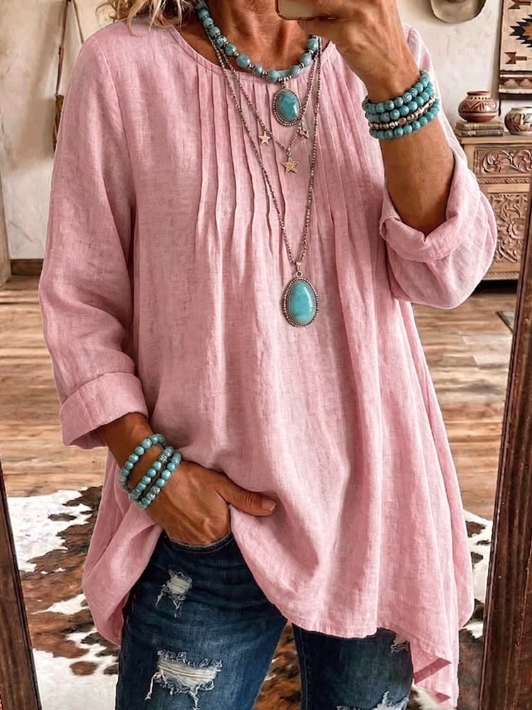 Womens Casual Crew-neck Long-sleeve Top NorixaFashion.com