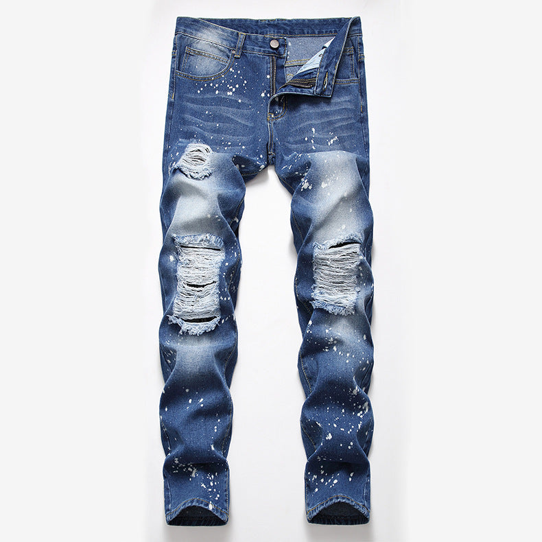 Men's Ripped Denim Jeans - Summer Casual Straight Fit Pi-Mart