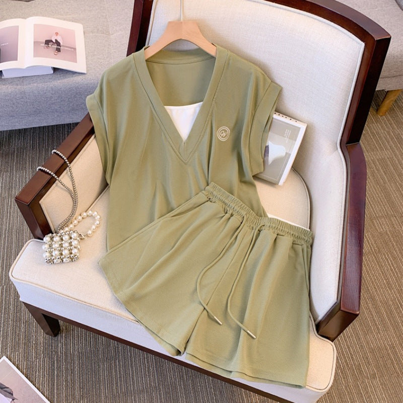 Casual Two-piece Set Sleeveless Top And Shorts LadyShow.Store