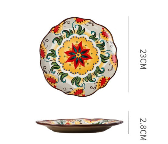 Underglaze Ceramic Tableware Bohemian Household Dishes LadyShow.Store