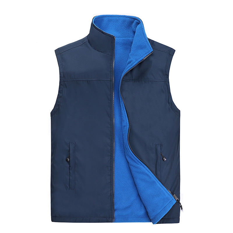 Polar Fleece Double-sided Vest Men's Autumn And Winter Outdoor Leisure Sports Sleeveless Waistcoat Vest Vest Middle-aged And Elderly Jacket