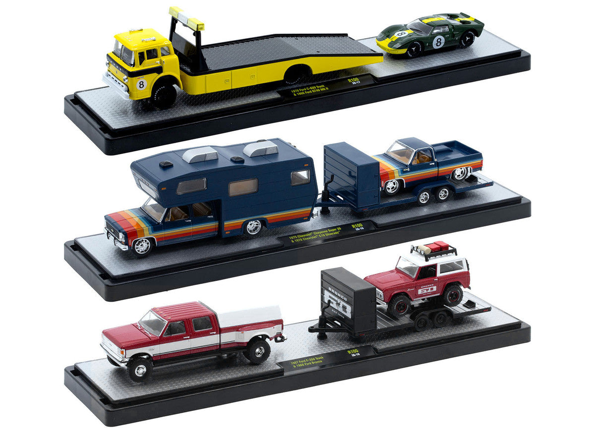 Auto Haulers Set of 3 Trucks Release 100 Limited Edition to 9600 pieces Worldwide 1/64 Diecast Models by M2 Machines LuxuryLifeWay Online Store