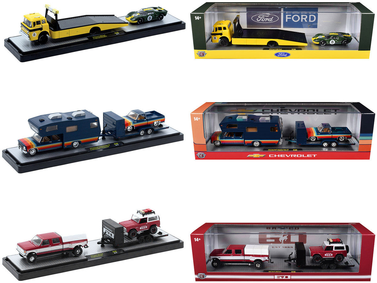 Auto Haulers Set of 3 Trucks Release 100 Limited Edition to 9600 pieces Worldwide 1/64 Diecast Models by M2 Machines LuxuryLifeWay Online Store