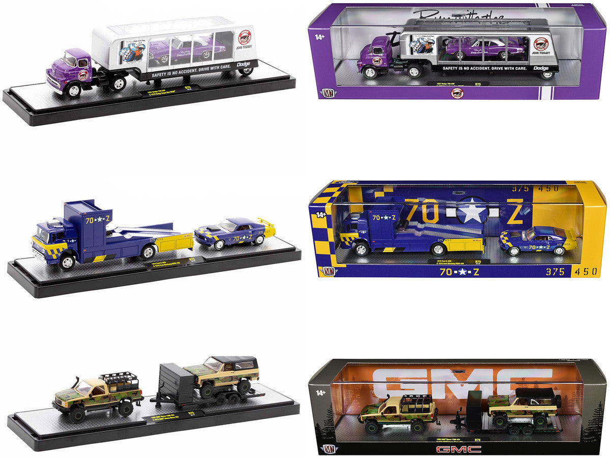 Auto Haulers Set of 3 Trucks Release 75 Limited Edition to 8000 pieces Worldwide 1/64 Diecast Models by M2 Machines LuxuryLifeWay Online Store