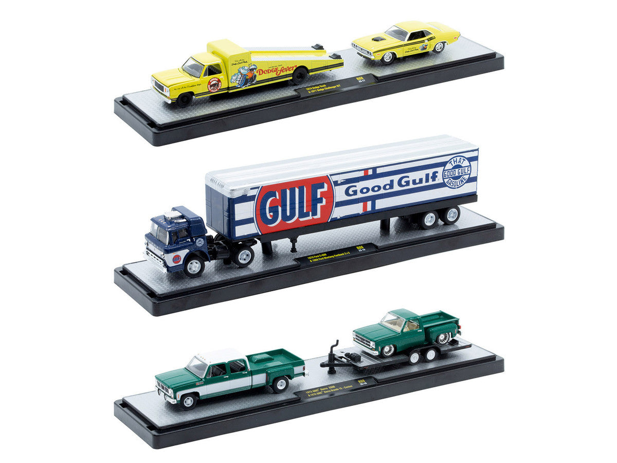 Auto Haulers Set of 3 Trucks Release 88 Limited Edition to 9600 pieces Worldwide 1/64 Diecast Models by M2 Machines LuxuryLifeWay Online Store